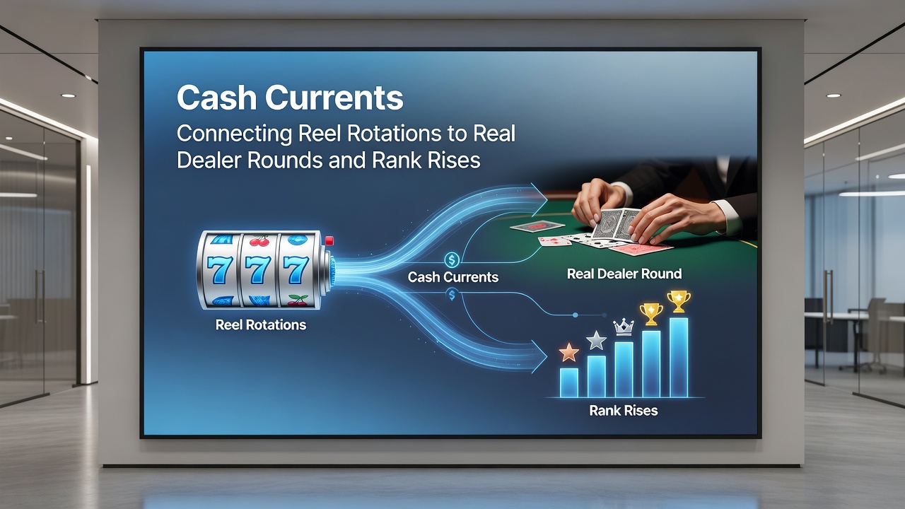Live dealer table interface showing rank progress bar and point balance transferred from slot play