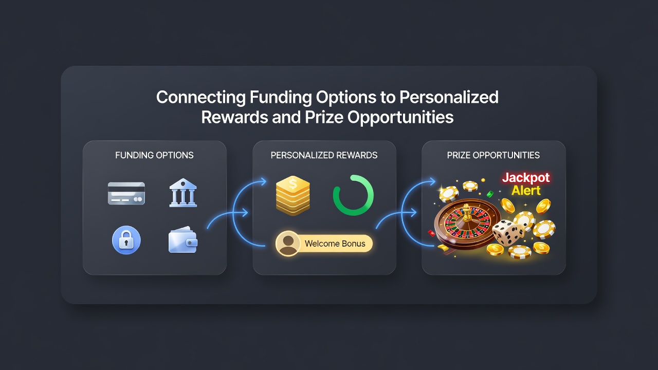 Close-up of mobile screen displaying connected funding confirmation and unlocked personalized prize opportunities