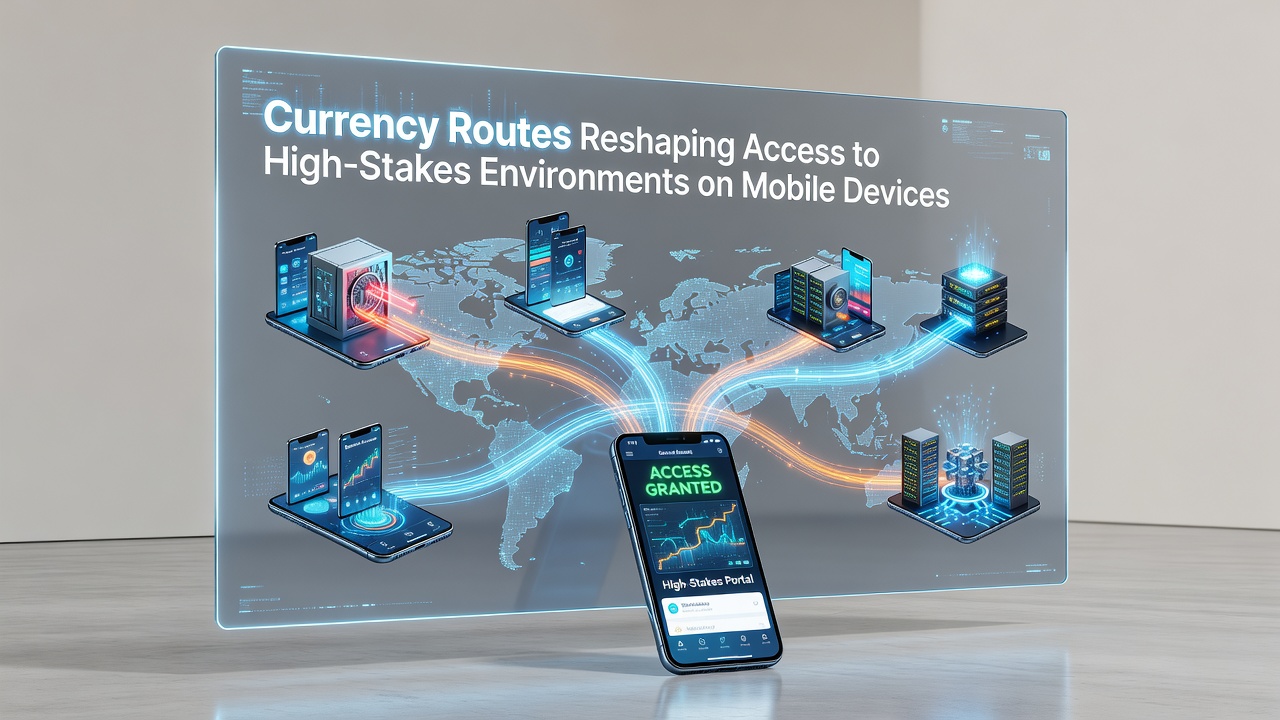 Diagram showing secure currency flow from mobile devices to high-stakes gaming tables