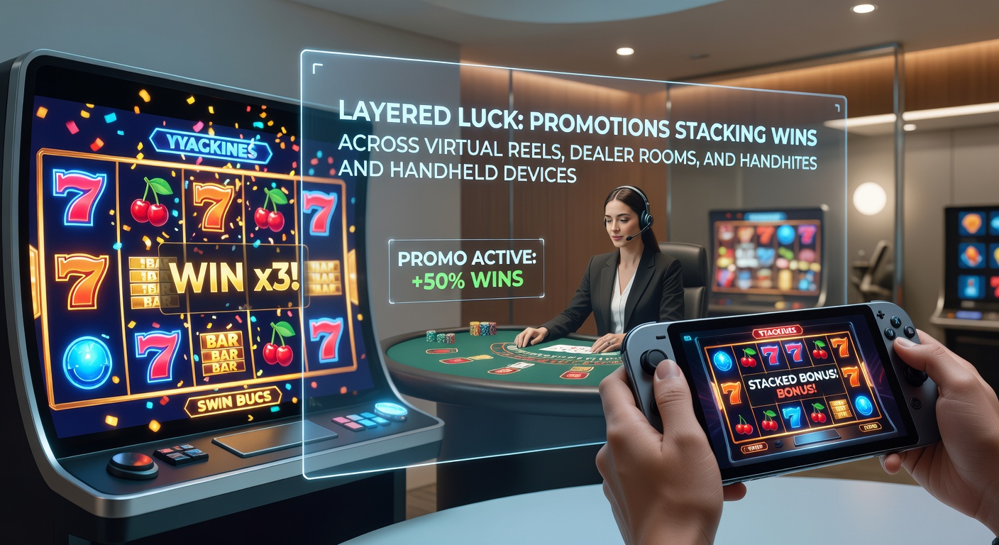 Mobile device screen showing layered promotion notifications from slots flowing into live dealer games and jackpot trackers